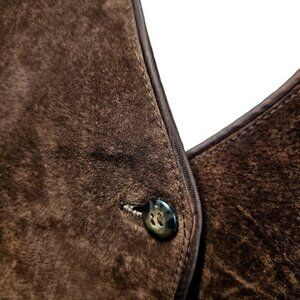 80s Marsh Landing Leather Vest Brown Suede Volup Womens 1X Rocker Biker Western